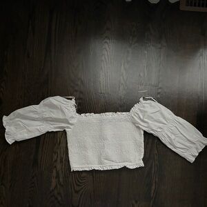 Zara White Puff Sleeve Blouse